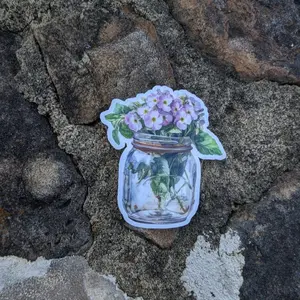 Primrose in Vase Waterproof Vinyl Sticker, Primrose Sticker Decor Gift