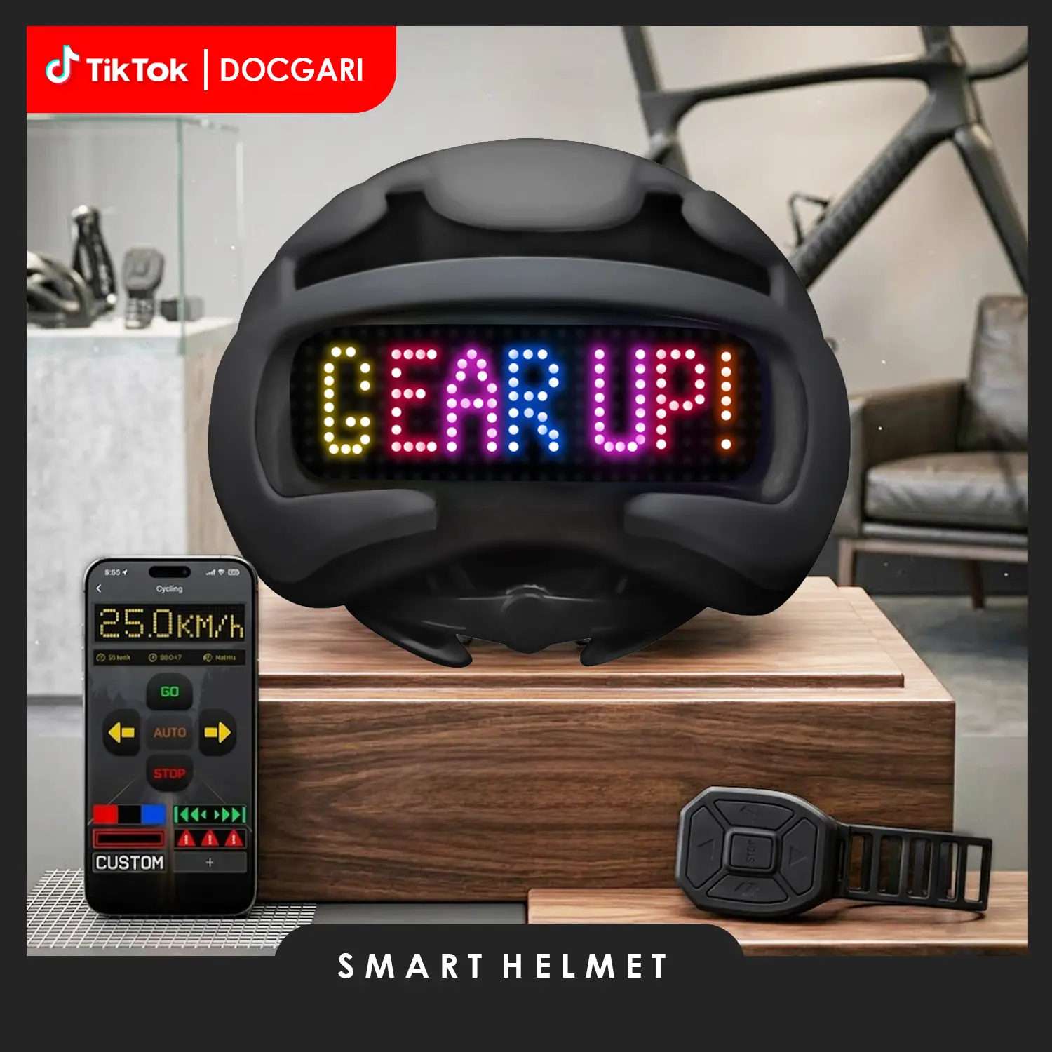 Adult Biker Helmet with LED Turn Signals, Customizable Display, App & Remote Control for Bike Cycle, Ebikes, Lightweight Impact-Resistant for Night Rides, Adjustable Fit