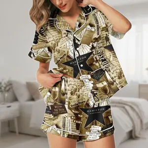 Hamilton Short Satin Pajamas, Broadway Pajamas Set, Musical Sleepwear, Theater Satin Pajamas, Christmas Gift