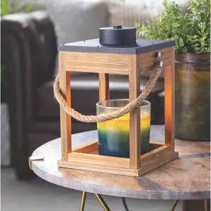 Vintage Wood & Rope Warmer Lantern