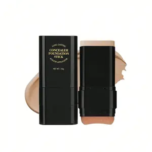 Coverage Foundation Stick with Bush Long-Wear Lightweight Brighten Stick Blemish Contouring Face Concealer Beauty Makeup Changing Full Coverage 15g Cosmetic