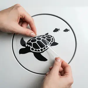 3Pcs Sea Turtle & Fish  Decals White Vinyl Ocean Animal  for Window  Laptop Waterproof Beach Vibe Hawaiian Decor High-Visibility All-Weather Proof Marine Life Decal bumper car sticker