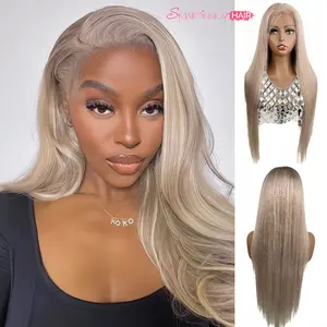 Ash Blonde Highlight Roots Human Hair Lace Front Wigs 13x6 HD | Pre Plucked Glueless | 150% Density Highlights | Silky Curly Hair – Perfect for Outdoor Party