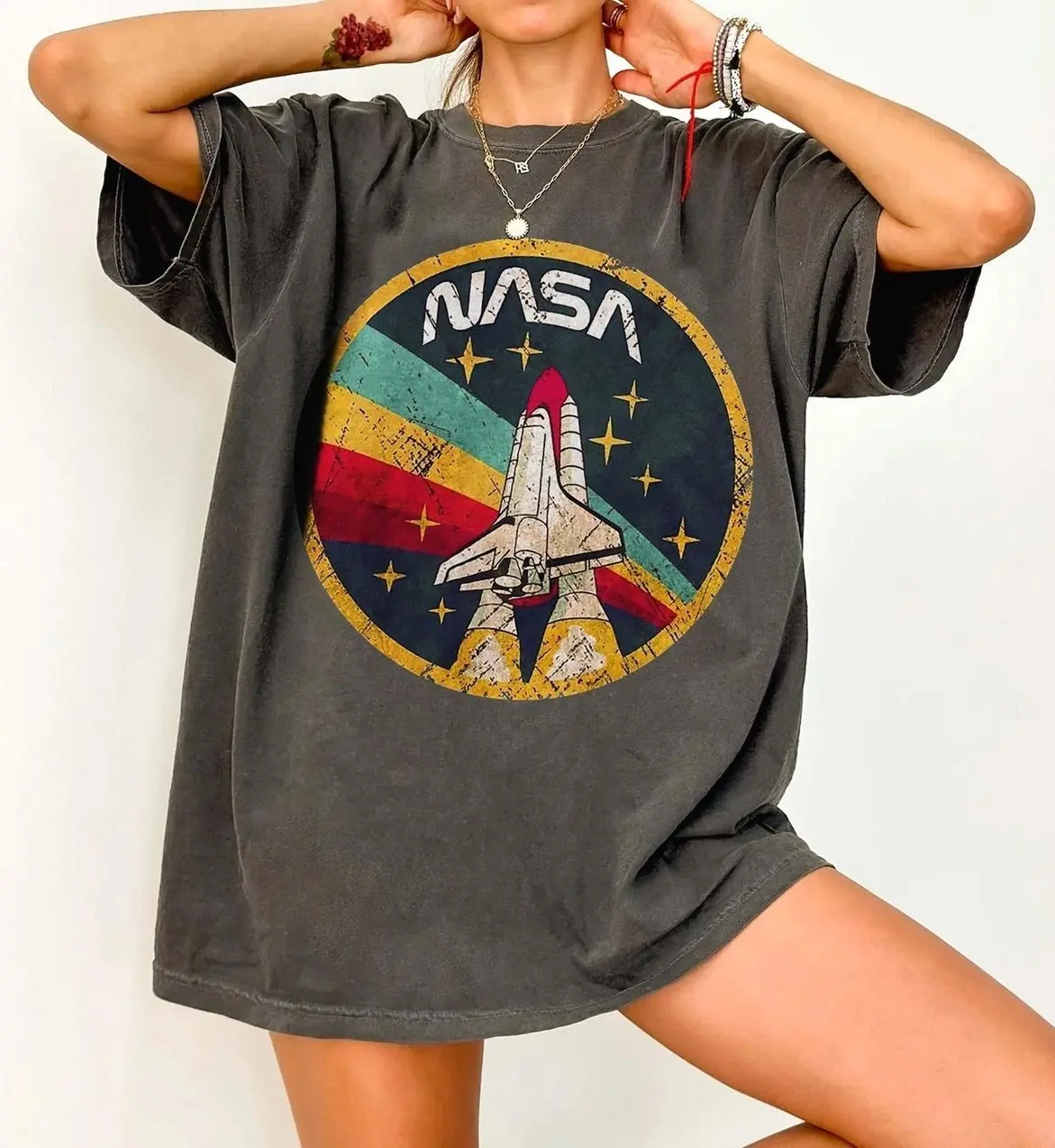 Nasa Flying Logo Comfort Colors Shirt, Vintage Astronaut Space Graphic Shirt, Space Lovers Matching Trip Shirt, Unisex Astronomy Gift