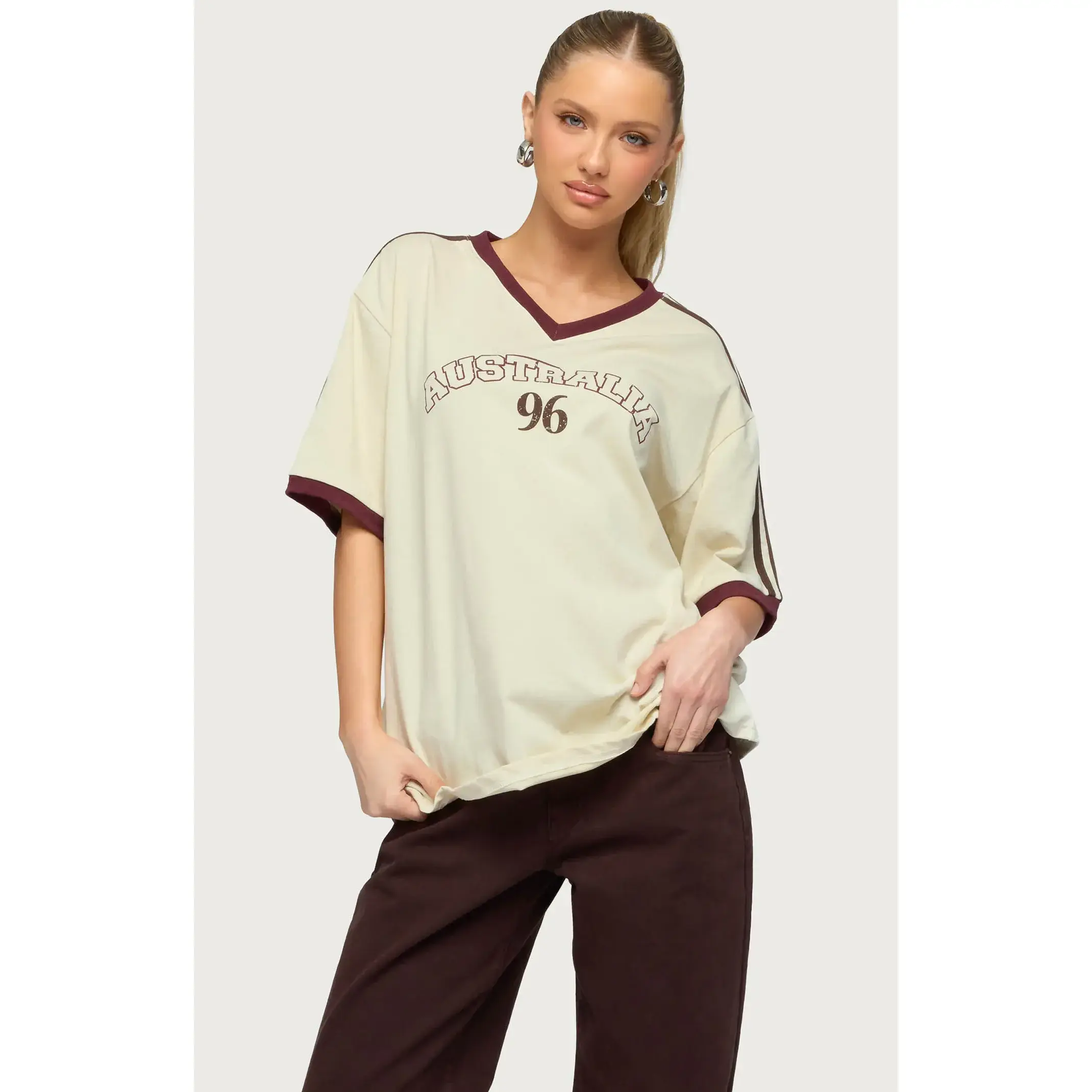 Edikted Women's Australia 96 Contrast Oversized T-Shirt