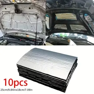 10pcs Car Engine Hood Sound Deadener Pad, Insulation Thermal Padding with Adhesive, 5mm Thick, Universal Fit for Cars and Trucks