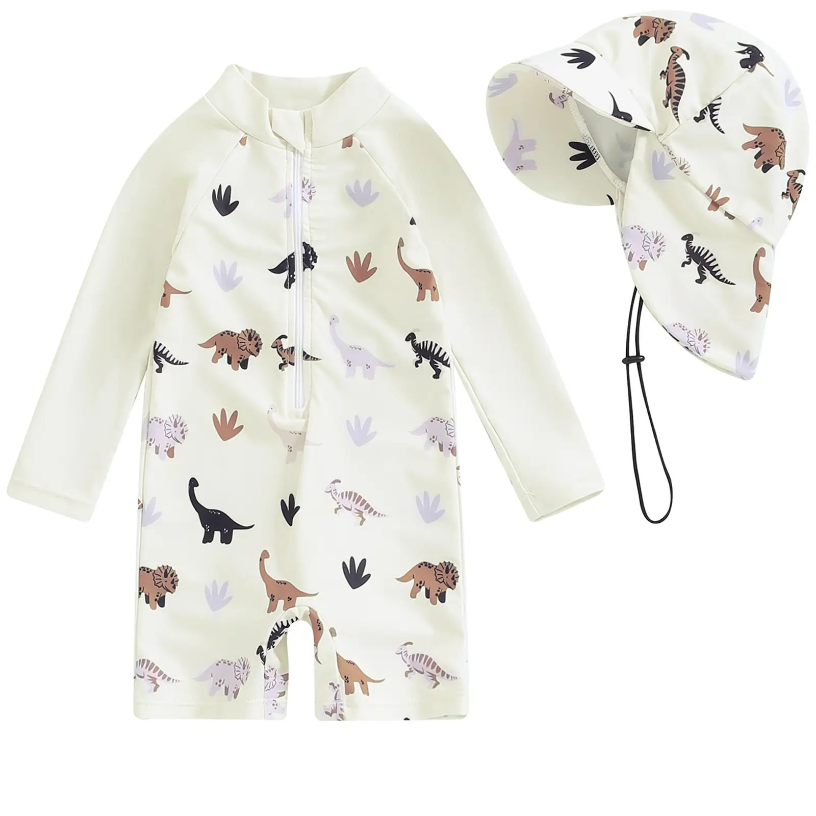 Toddler Baby Boy Swimwear Whale Turtle Print Bathing Suit Infant Long Sleeve Rash Guard Swimsuit and Sun Hat Beachwear