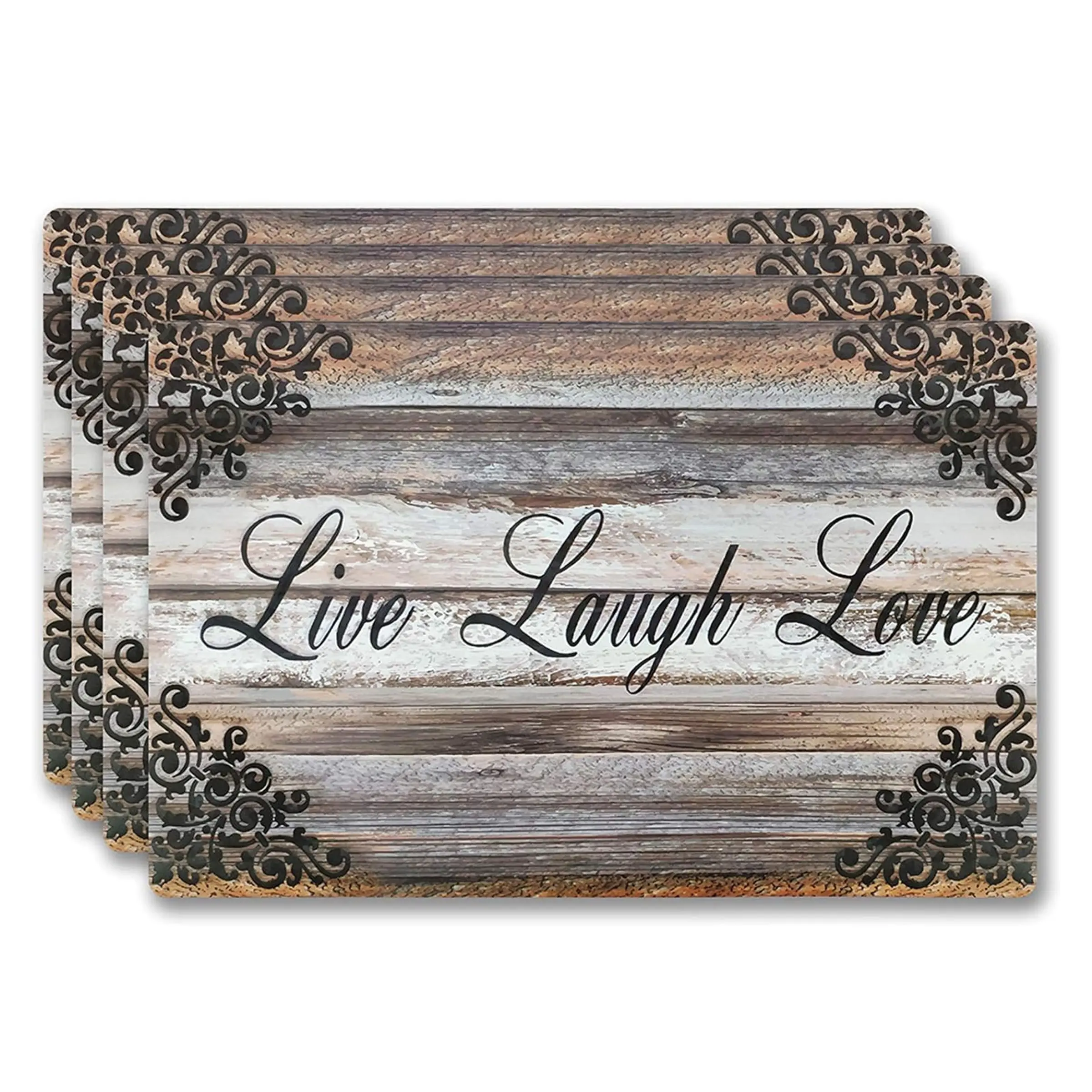 2D flat printing, 2 pieces/4 pieces/6 pieces/8 pieces rectangular placemats, very suitable for indoor and outdoor dining table decoration, washable heat-resistant linen table mats suitable for kitchen tabletops, Kitchen Decorative Placemat