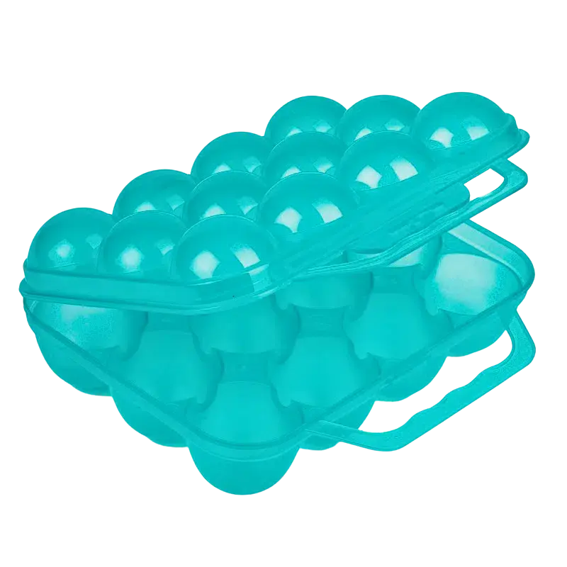 Plastic Reusable Egg Carton with Handle, Blue
