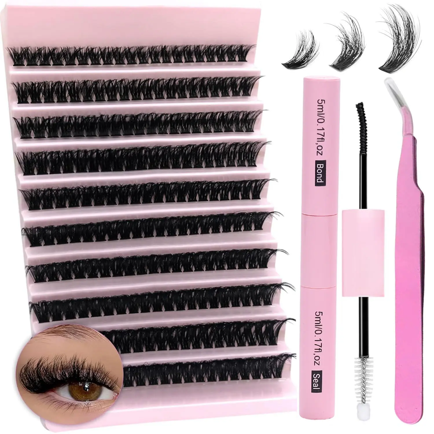 Thick Individual False Eyelashes, Cosmetic Eyelashes, 200pcs/box 9-16mm Curling Cluster Lashes With Eyelash Glue & Sealing & Tweezers, Eyelash Kit, Professional Makeup Accessories For Women, Summer Makeup