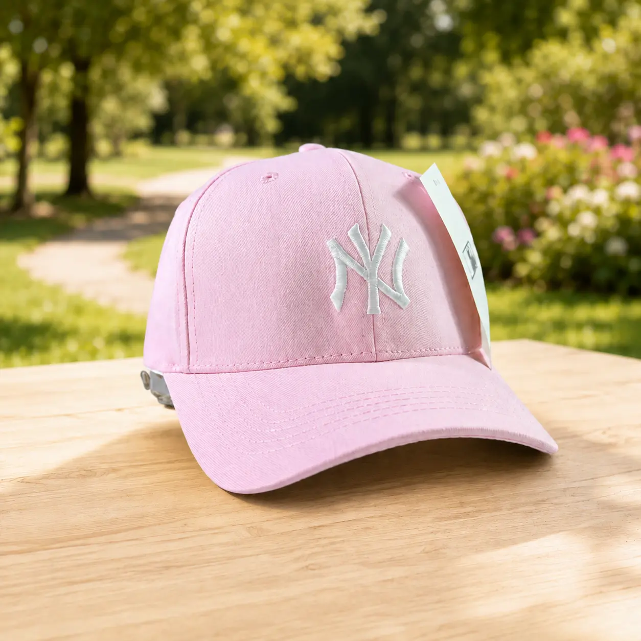New York NY Emblem Pastel Pink Baseball Cap | Premium Structured 6-Panel Curved Visor Ballcap | Single Variant Spotlight Unisex Hat