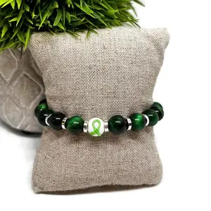 Limited Edition Mental Health Green Ribbon Awareness Unisex Mens and Womens Stretchy Bracelet