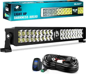Nilight LED Light Bar 22inch 37LED Dual Row Spot Flood Combo Light Screw-Less Night Vision Off Road Lights w/16AWG Rocker Switch Wiring Harness Kit for Driving Light on Truck ATV UTV dealsforyoudays