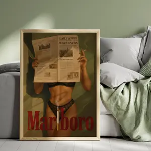 [Sale Up To 45%] Vintage Cigarette Girl Bikini Poster Retro Marlboro Print, Wall Art Western Cowboy Decor 70S Ad Poster (No Frame)