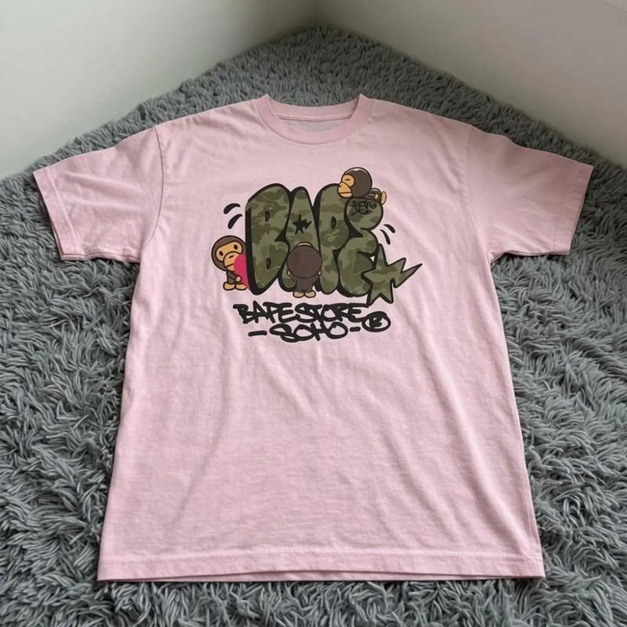 Camo Lettering Monkey Crew Graphic Tee - Fun Street Logo Style T-Shirt