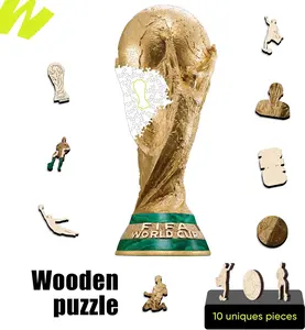 Official FIFA World Cup 2026 Edition Trophy Puzzles for Adults, 200 Pieces Football Merchandise Wooden Puzzles, Unique Soccer Gifts for Fans, Collectors Puzzle, 6.3 x 15.7 Inch Sports Souvenirs