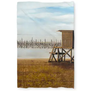 Begin Home Decor C1DCTSW0M7758D Lifeguard Tower Twin Size Duvet Cover - Coastal Beach Home Decor