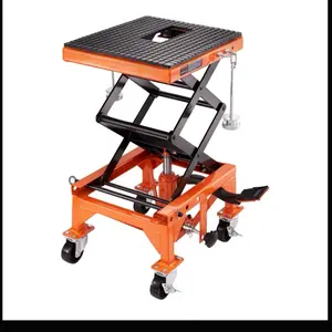 VEVOR Hydraulic Motorcycle Lift Table with Wide Deck J-hooks 350 LBS Capacity for ATV Dirt Bikes 13.8-36" Lift Range Secure Pin & J-hook