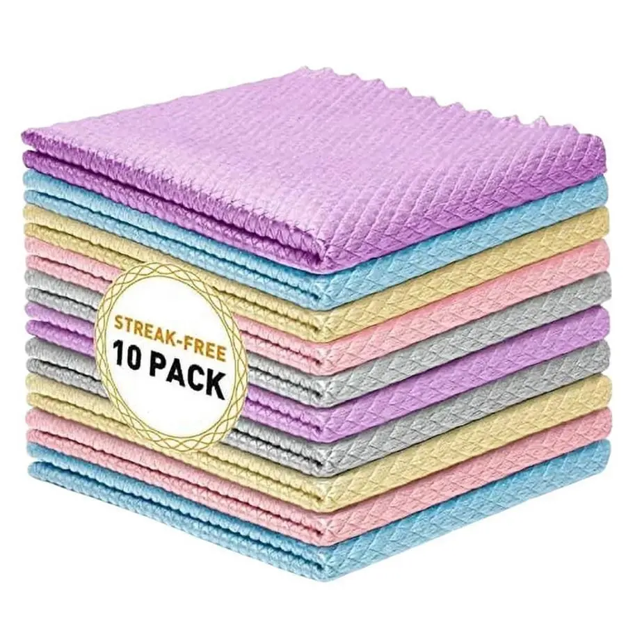 10pcs Microfiber Cleaning Cloths Wiping Cloth, Durable Cleaning Supplies, Reusable and Durable, Easy Clean Washable, Super Absorbent, Soft Cleaning Towel, for Car Glass Mirror Kitchen, Stripe-Free Polishing Towels, Microfiber Cleaning Rags