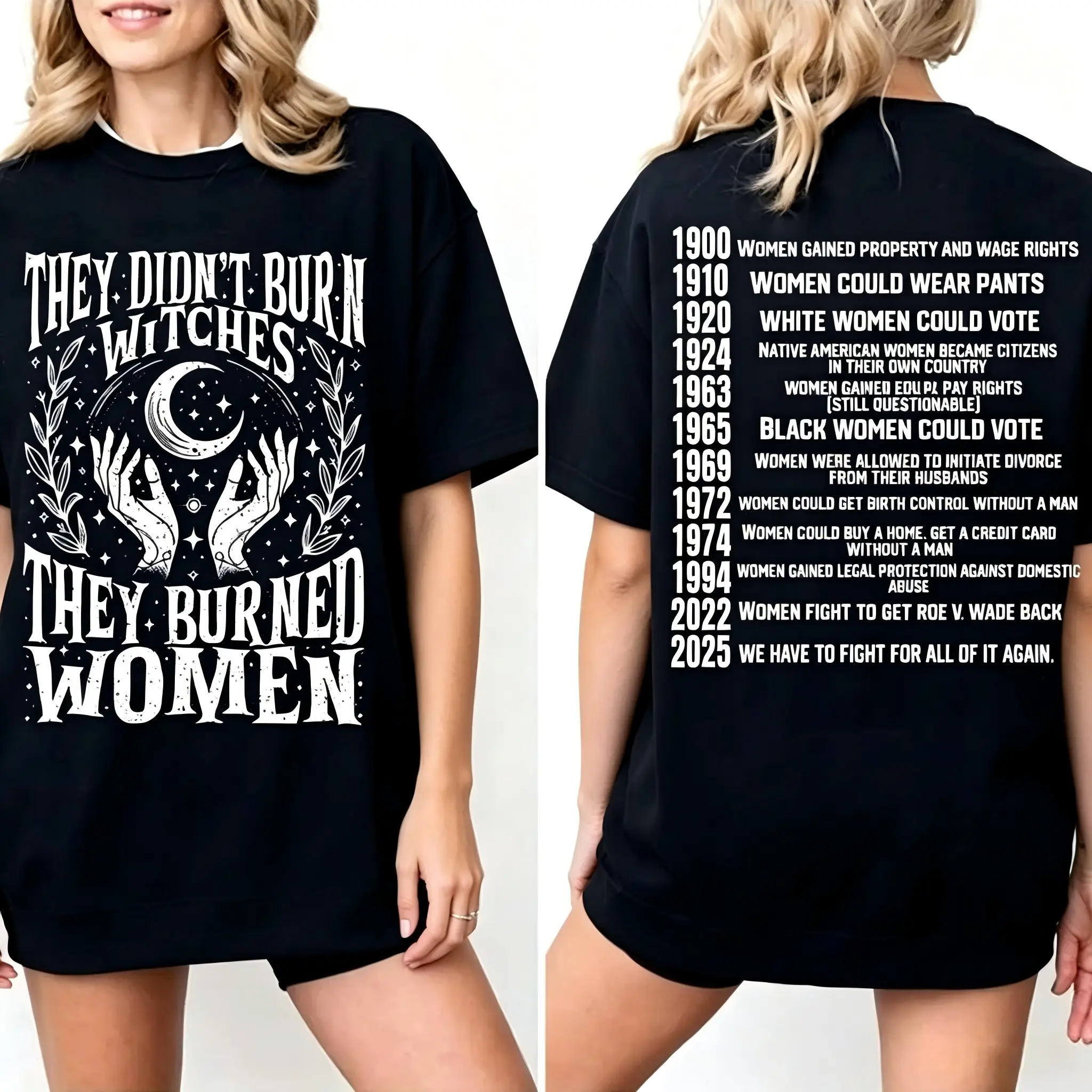 They Didn’t Burn Witches  They Burned Women  Women Rights Dates  Witch Shirt  Women Shirt  Woman Shirt logoAnalyze listing