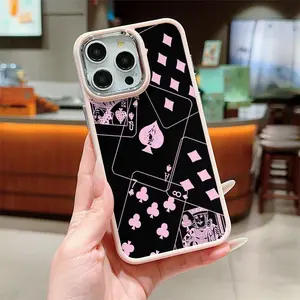 Poker Card Pattern Phone Case, Anti-drop Shockproof Phone Protective Cover, Phone Accessory Compatible with iPhone 11 12 13 14 15 16 Pro Max