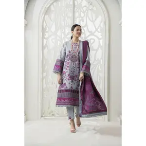 Purple Digital Printed Embroidered Khaddar Winter Suit SKK7