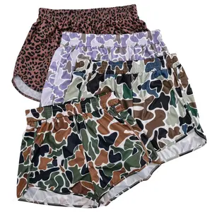 Women's Tropical Camo Print Shorts - Lightweight Polyester, Camouflage Design, Relaxed Fit, Machine Washable, Green Graphics, Unisex Style, Loose Fit, Knit Fabric, Sports Pattern, Quick Dry, Breathable, Casual Fashion