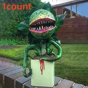 Resin Flower Eating Fish Sculpture, Garden Ornament, Potted Statue, Festival Bar Patio Decor, Outdoor Decoration for Gardens and Courtyards