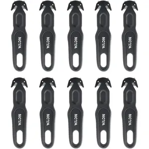 Safety cutter tool, safety box cutter knife, ergonomic film cutting blade, box, strap, carton, package, envelope and letter opener (10 piece - black)