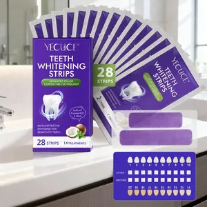 Yecuce Whitening Tooth Strips, 14 Pcs Enamel-Safe Hydroxyapatite Dual-Effect Teeth Whitening Strips, No Peroxide Teeth Brightener, Teeth Brightening Strips