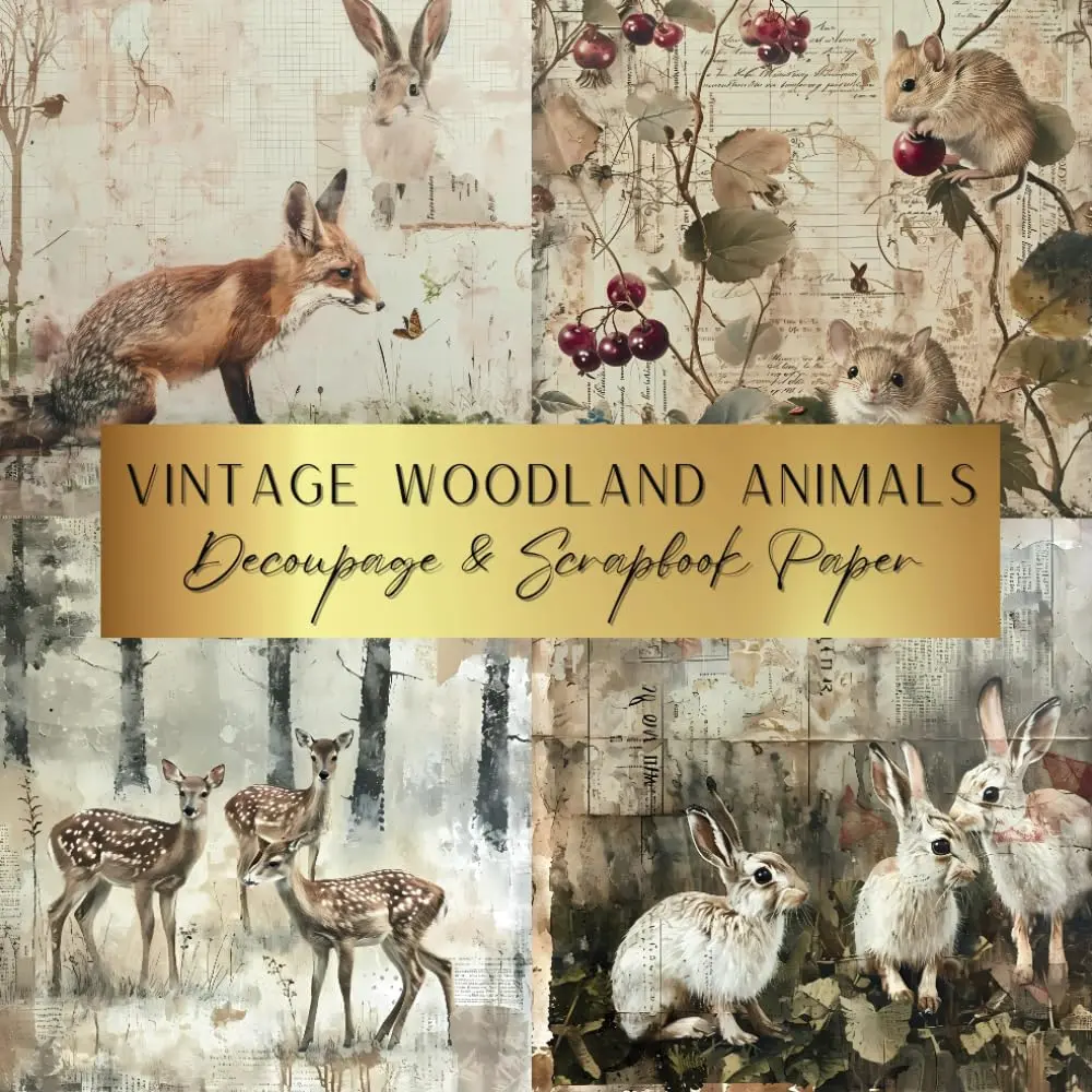 Vintage Woodland Animals Decoupage & Scrapbook Paper: Spark Your Creativity With Our Beautiful Collection of Craft Papers For Card Making, Junk Journals, Cut Out Collage & Home Decor