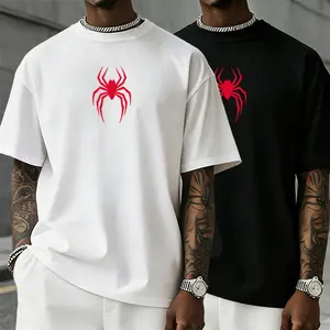 High street style red spider print short-sleeve T-shirt! Oversized loose fit, minimalist design with a cool vibe—full street-style flair that effortlessly captures a bad‑boy teen aesthetic. Super eye‑catching for everyday outings!