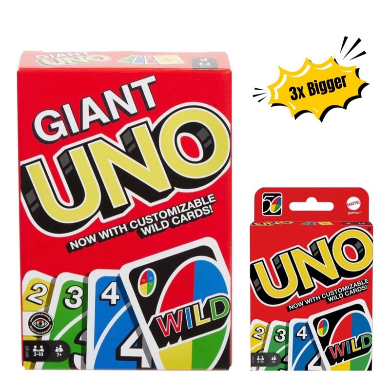 GIANT UNO Card Game Giant Card Playing Game ​Giant UNO Official Card Game for Kids, Adults & Family Night, Oversized Cards & Customizable Wild Cards for 2-10 Players card games card game