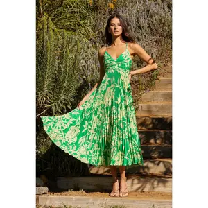 Blythe Floral Plisse Midi Dress