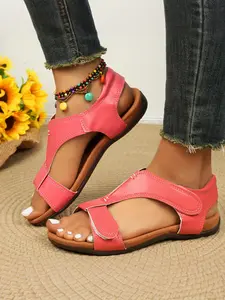 Women's Fashionable Plain Color Slingback Sandals, Casual Comfortable Flat Sandals for Beach, Vacation, Daily Wear, Walking Shoes