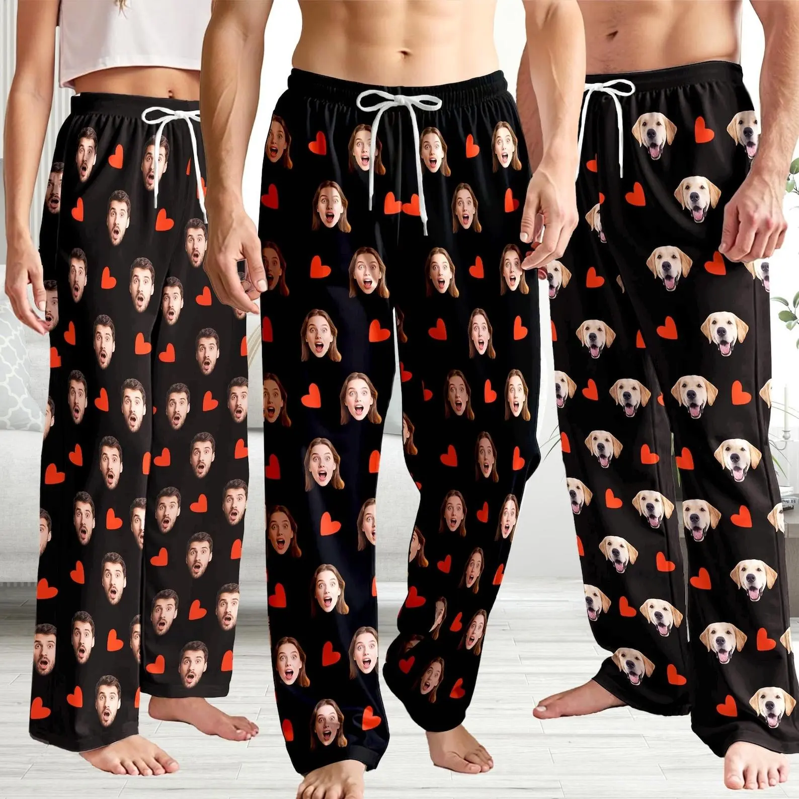 Personalized Face Pajama Pants, Custom Photo Sleepwear, Funny Couple Gift, Unisex Lounge Pants, Unique Gift Idea