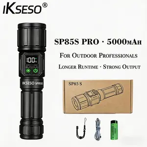 Zoomable LED Flashlight High Power - Waterproof Rechargeable Tactical Flashlight with 9 Modes for Camping Hunting