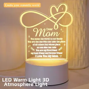 Modern 3D Mom LED Night Light with Switch Control, Warm Glow, USB Powered, Perfect Mother's Day Gift, Bedroom Decor, Tabletop Installation