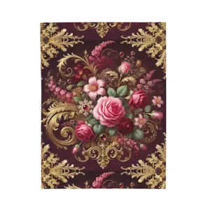 Roses & Gold Rococo Velveteen Plush Blanket