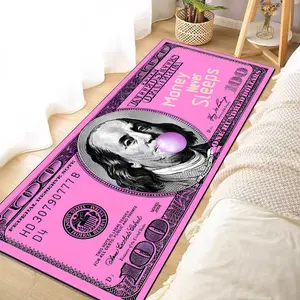 Dollar Creative Street Art Street Style Carpet, Long Bedside Rug for Bedroom, Fashionable Entrance Mat, Living Room Decorative Floor Pad