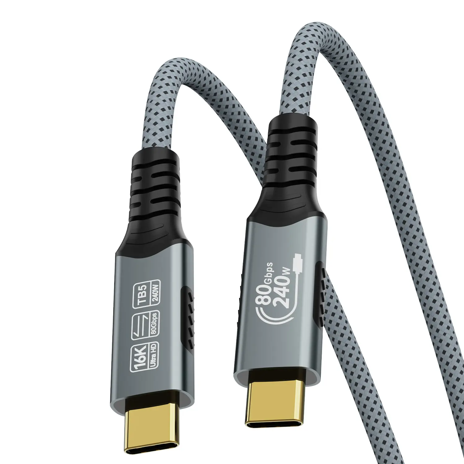 One USB C Cable Compatible with Thunderbolt 5, 80Gbps Bandwidth for Bi-directional Data Transmission, 240W Charging, 16K/8K Display for Thunderbolt 4/3, Dock, Hub, Monitor and More