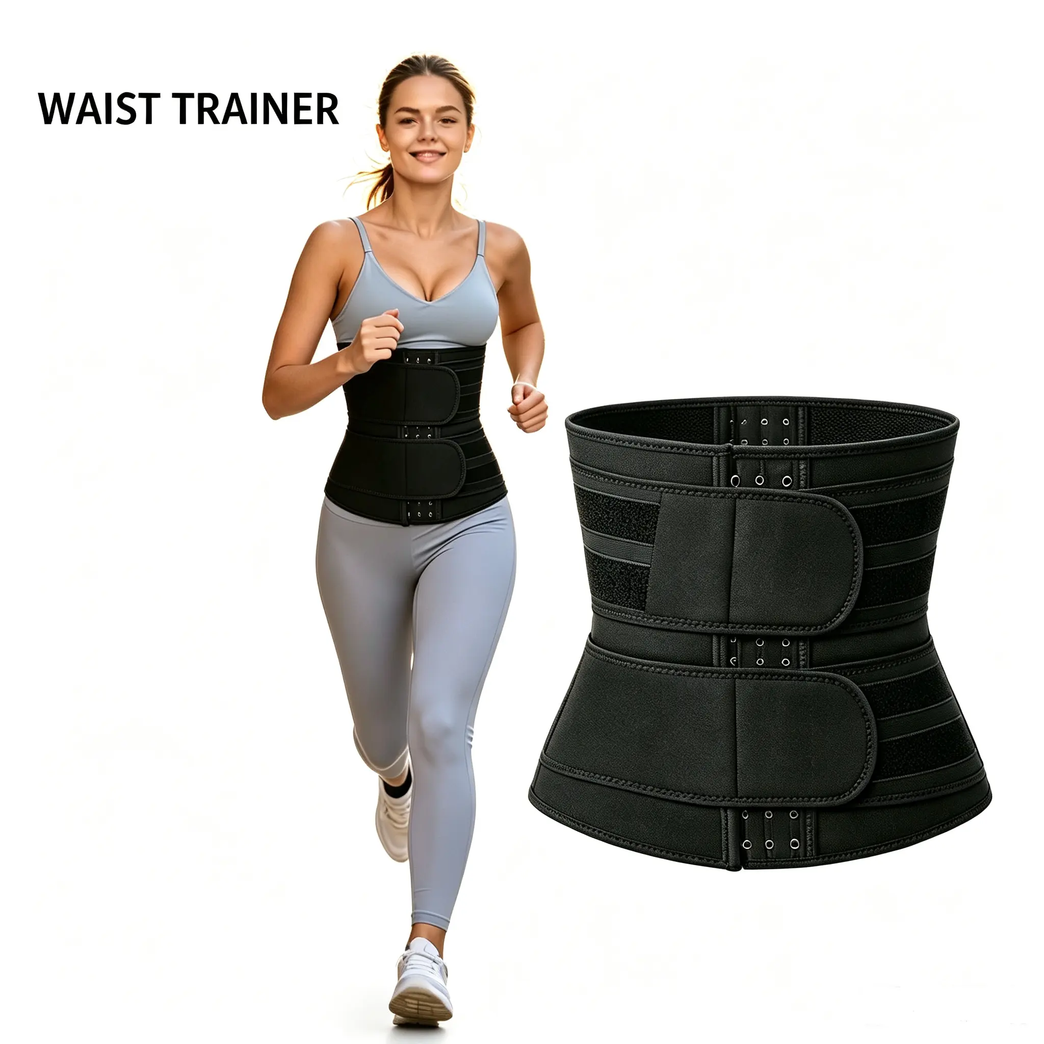 Adjustable Waist Trainer Trimmer Belt for Men Women, Compression Waist Support Brace, Tummy Control Shaper Wrap for Gym Workout Yoga Running Fitness Exercise, Breathable Flexible Abdominal Binder for Daily Sports Training Back Lumbar Support