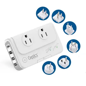 200W Step Down Converter – 2x outlets & 3 USB-A + 1 USB-C – AC 220-240V to 110V-120V Travel Voltage Converter - (PU-200X)