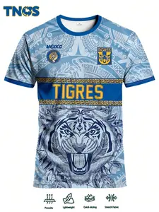 Men's Football Sports Jersey, Tiger Pattern Design, Casual Fitted Style, Ideal for Soccer Training & Daily Wear, Perfect Gift