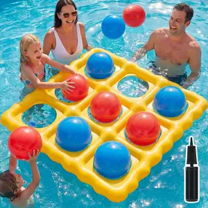 Giant Inflatable Tic-Tac-Toe Pool Game, Outdoor Floating Pool Toys with 10 Balls for Kids Adults Family, 2-10 Players for Yard Pool Beach Lawn Camping