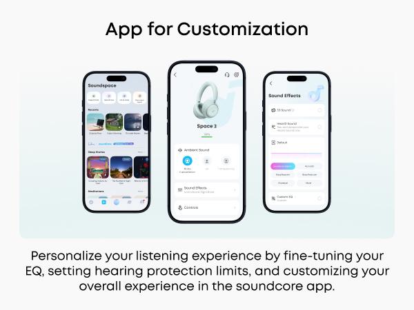soundcore Space 2 by Anker, Active Noise Cancelling Headphones, Comfortable Fit, 50H Playtime, LDAC HiRes Wireless Audio, Dual Connection, Clear Calls, Bluetooth 6.1, Nap Mode, Wearing Detection