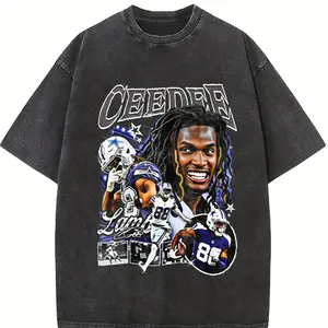 [100% Cotton] CeeDee Lamb Graphic Tee, Y2K Streetwear T-Shirt, Unisex Crew Neck Tee, Vintage Hip-Hop Graphic, Sports Style, Casual Cotton FitFashion 	 Unisex T-shirts M-5XL