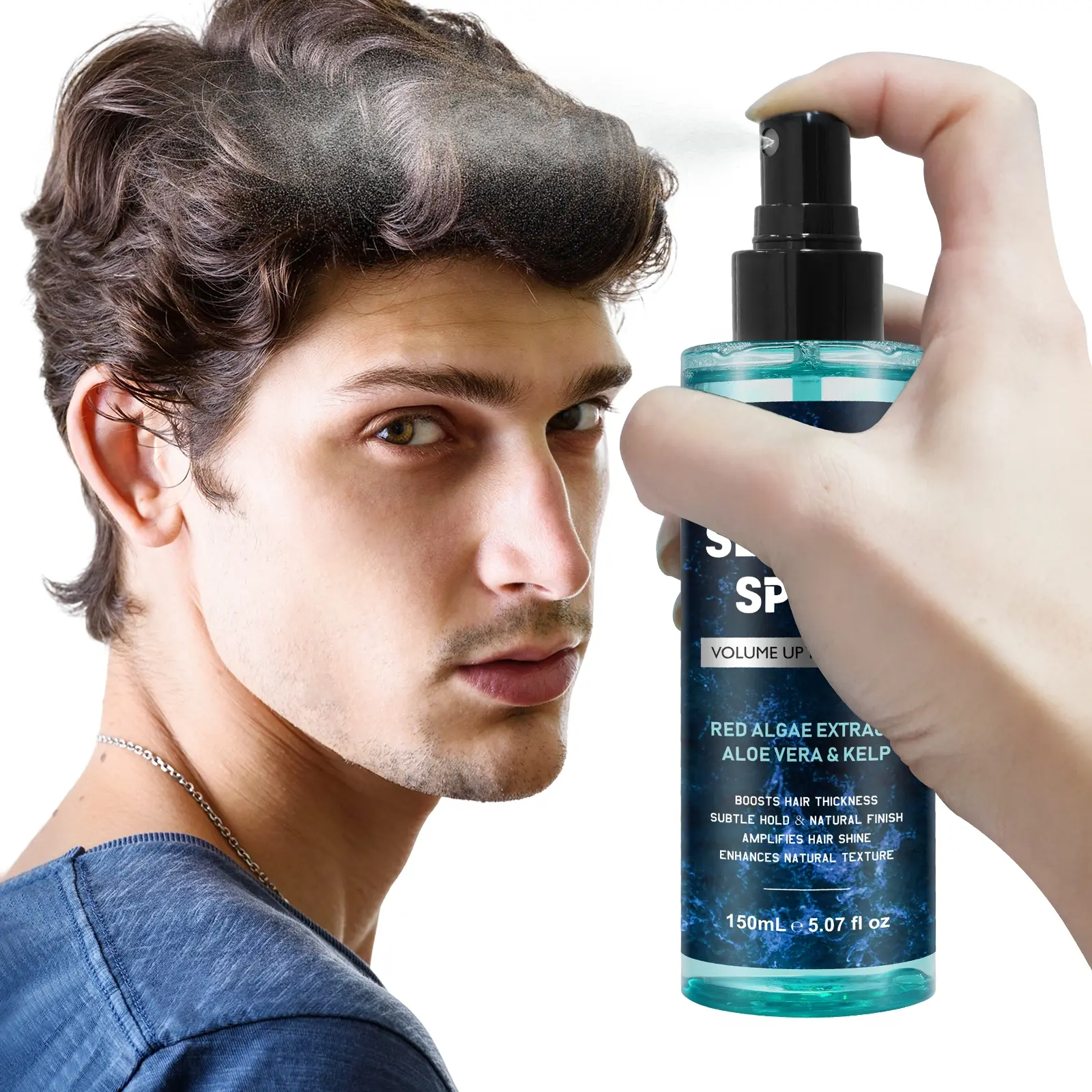 Yecuce Men's Sea Salt Hair Spray, Volumizing Styling Mist, Natural Finish, 150ML Liquid, Perfect for Defined Look