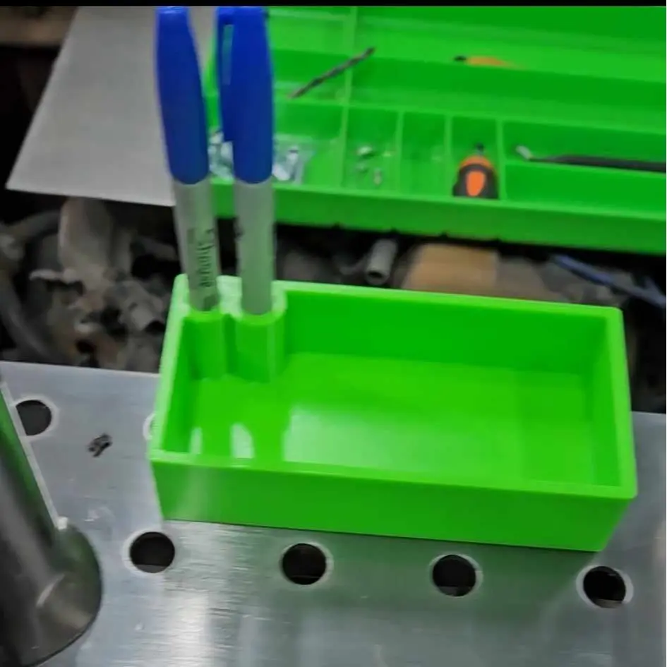 Welding fixture table marker holder and bin