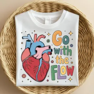 Go with the Flow Shirt, Retro Anatomy Heart Graphic, Self Love Tee, Cardiology, Human Heart T-shirt, Cardiac Nurse Sweatshirt, Cardio Therapy